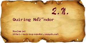 Quiring Nándor névjegykártya